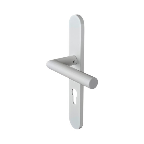 2 poignées de porte d'entrée EDISON, Aluminium blanc mat entraxe 195 mm