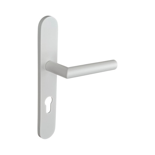 2 poignées de porte d'entrée EDISON, Aluminium blanc mat entraxe 195 mm