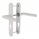 2 poignées de porte d'entrée EDISON, Aluminium blanc mat entraxe 195 mm