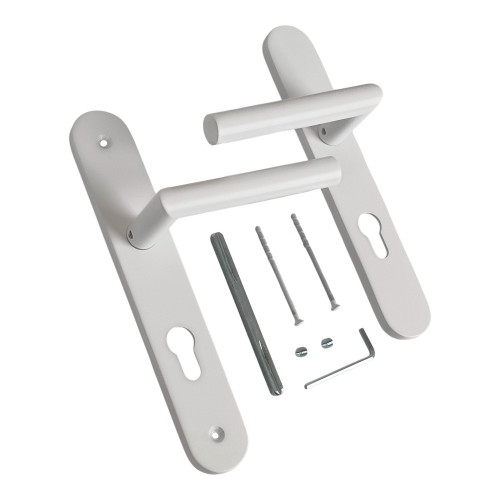 2 poignées de porte d'entrée EDISON, Aluminium blanc mat entraxe 195 mm
