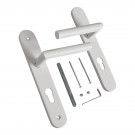 2 poignées de porte d'entrée EDISON, Aluminium blanc mat entraxe 195 mm