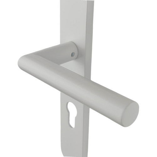 2 poignées de porte d'entrée EDISON, Aluminium blanc mat entraxe 195 mm