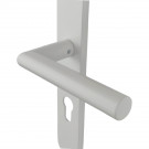 2 poignées de porte à cylindre EDISON, palière côté extérieur, Aluminium blanc entraxe 195 mm