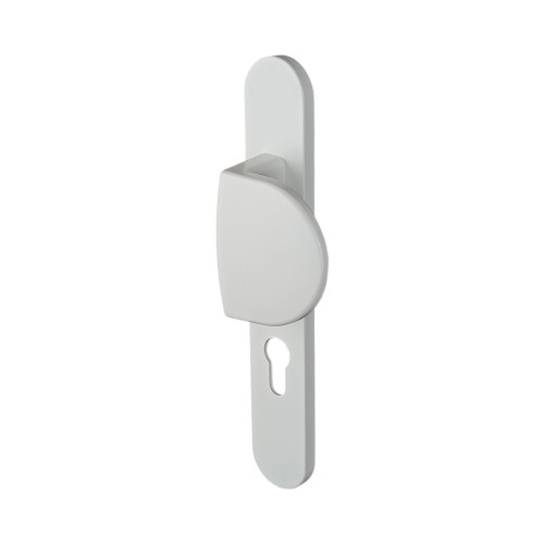 2 poignées de porte à cylindre EDISON, palière côté extérieur, Aluminium blanc entraxe 195 mm