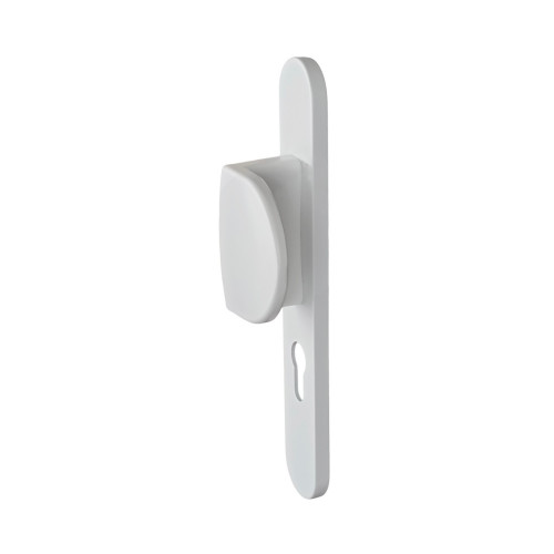 2 poignées de porte à cylindre EDISON, palière côté extérieur, Aluminium blanc entraxe 195 mm