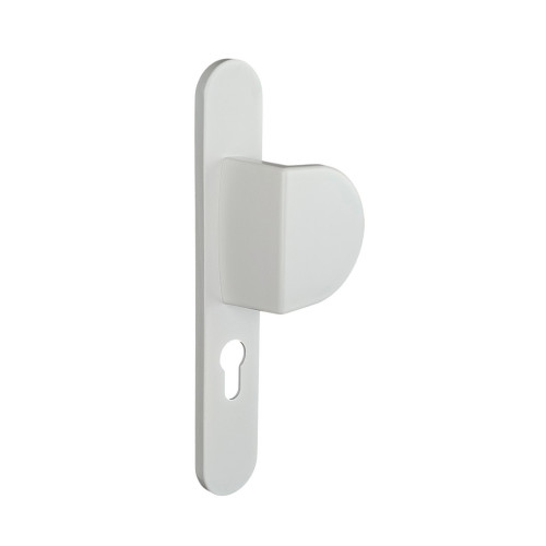 2 poignées de porte à cylindre EDISON, palière côté extérieur, Aluminium blanc entraxe 195 mm