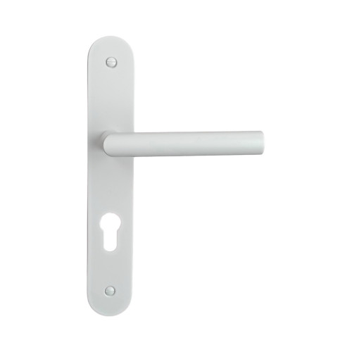 2 poignées de porte à cylindre EDISON, palière côté extérieur, Aluminium blanc entraxe 195 mm