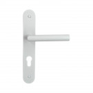 2 poignées de porte à cylindre EDISON, palière côté extérieur, Aluminium blanc entraxe 195 mm