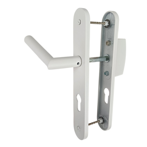 2 poignées de porte à cylindre EDISON, palière côté extérieur, Aluminium blanc entraxe 195 mm