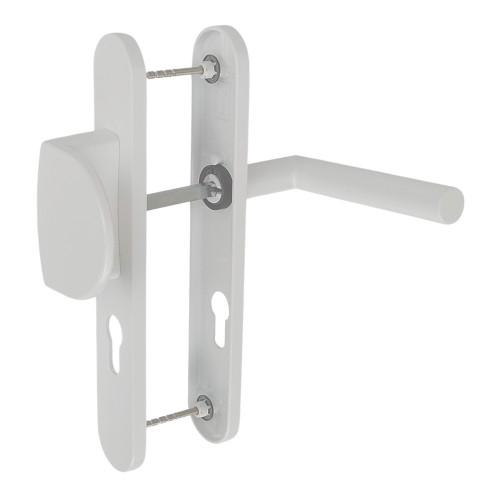 2 poignées de porte à cylindre EDISON, palière côté extérieur, Aluminium blanc entraxe 195 mm