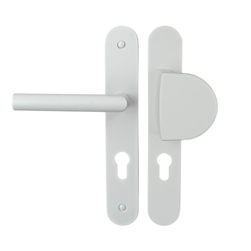 2 poignées de porte à cylindre EDISON, palière côté extérieur, Aluminium blanc entraxe 195 mm