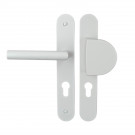 2 poignées de porte à cylindre EDISON, palière côté extérieur, Aluminium blanc entraxe 195 mm