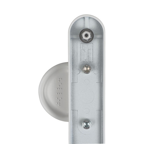 2 poignées de porte à cylindre EDISON, palière côté extérieur, Aluminium blanc entraxe 195 mm