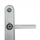 2 poignées de porte à cylindre EDISON, palière côté extérieur, Aluminium blanc entraxe 195 mm