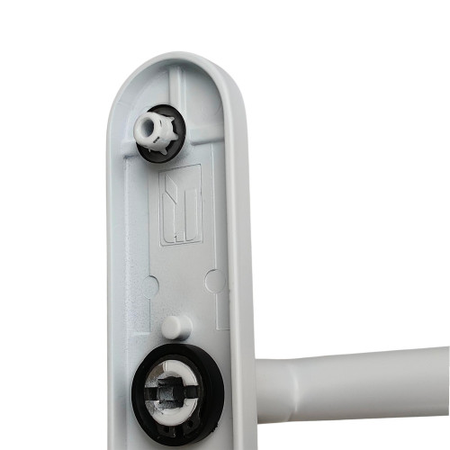 2 poignées de porte à cylindre EDISON, palière côté extérieur, Aluminium blanc entraxe 195 mm