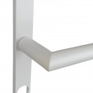 2 poignées de porte d'entrée EDISON, plaque étroite, Aluminium blanc entraxe 195 mm
