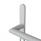 2 poignées de porte d'entrée EDISON, plaque étroite, Aluminium blanc entraxe 195 mm