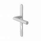 2 poignées de porte d'entrée EDISON, plaque étroite, Aluminium blanc entraxe 195 mm