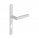 2 poignées de porte d'entrée EDISON, plaque étroite, Aluminium blanc entraxe 195 mm
