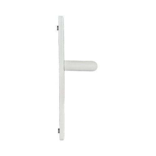 2 poignées de porte d'entrée EDISON, plaque étroite, Aluminium blanc entraxe 195 mm