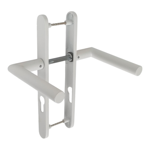 2 poignées de porte d'entrée EDISON, plaque étroite, Aluminium blanc entraxe 195 mm