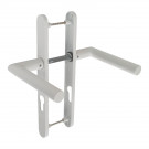 2 poignées de porte d'entrée EDISON, plaque étroite, Aluminium blanc entraxe 195 mm