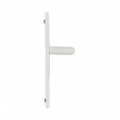 2 poignées de porte à cylindre EDISON, réhaussée côté extérieur, Aluminium blanc mat entraxe 195 mm