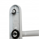 2 poignées de porte à cylindre EDISON, réhaussée côté extérieur, Aluminium blanc mat entraxe 195 mm