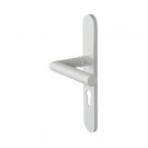 2 poignées de porte à cylindre EDISON, réhaussée côté extérieur, Aluminium blanc mat entraxe 195 mm