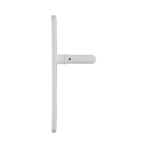 2 poignées de porte à cylindre EDISON, réhaussée côté extérieur, Aluminium blanc mat entraxe 195 mm