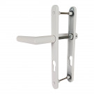 2 poignées de porte d'entrée EDISON, Saillie réduite côté extérieur, Aluminium blanc mat entraxe 195 mm