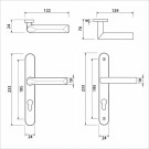 Schéma technique de 2 poignées de porte d'entrée EDISON, Saillie réduite côté extérieur, Aluminium blanc mat entraxe 195 mm