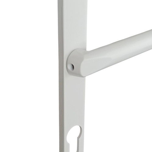 2 poignées de porte d'entrée EDISON, Saillie réduite côté extérieur, Aluminium blanc mat entraxe 195 mm