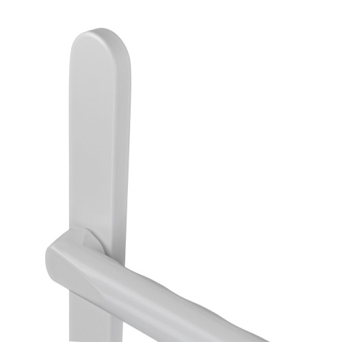 2 poignées de porte d'entrée EDISON, Saillie réduite côté extérieur, Aluminium blanc mat entraxe 195 mm