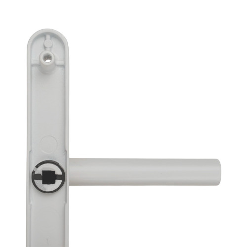 2 poignées de porte d'entrée EDISON, Saillie réduite côté extérieur, Aluminium blanc mat entraxe 195 mm
