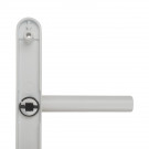 2 poignées de porte d'entrée EDISON, Saillie réduite côté extérieur, Aluminium blanc mat entraxe 195 mm