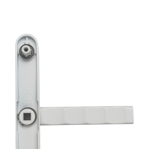 2 poignées de porte d'entrée EDISON, Saillie réduite côté extérieur, Aluminium blanc mat entraxe 195 mm