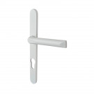 2 poignées de porte d'entrée EDISON, Saillie réduite côté extérieur, Aluminium blanc mat entraxe 195 mm