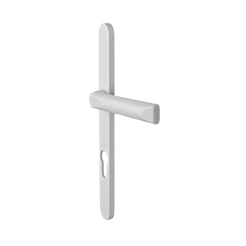 2 poignées de porte d'entrée EDISON, Saillie réduite côté extérieur, Aluminium blanc mat entraxe 195 mm