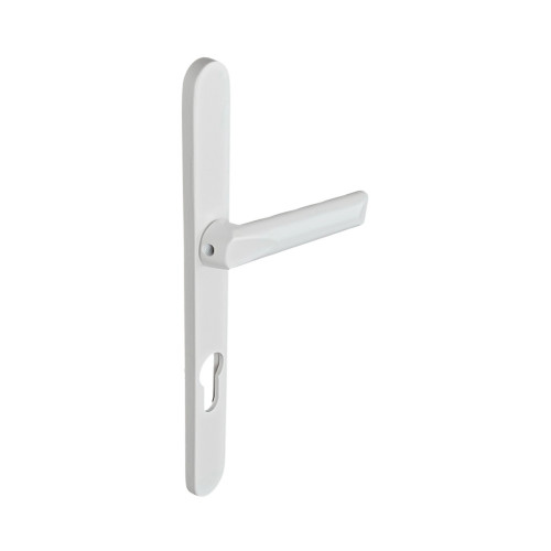 2 poignées de porte d'entrée EDISON, Saillie réduite côté extérieur, Aluminium blanc mat entraxe 195 mm