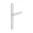 2 poignées de porte d'entrée EDISON, Saillie réduite côté extérieur, Aluminium blanc mat entraxe 195 mm