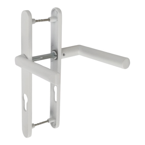 2 poignées de porte d'entrée EDISON, Saillie réduite côté extérieur, Aluminium blanc mat entraxe 195 mm