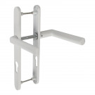 2 poignées de porte d'entrée EDISON, Saillie réduite côté extérieur, Aluminium blanc mat entraxe 195 mm