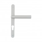 2 poignées de porte d'entrée EDISON, Saillie réduite côté extérieur, Aluminium blanc mat entraxe 195 mm