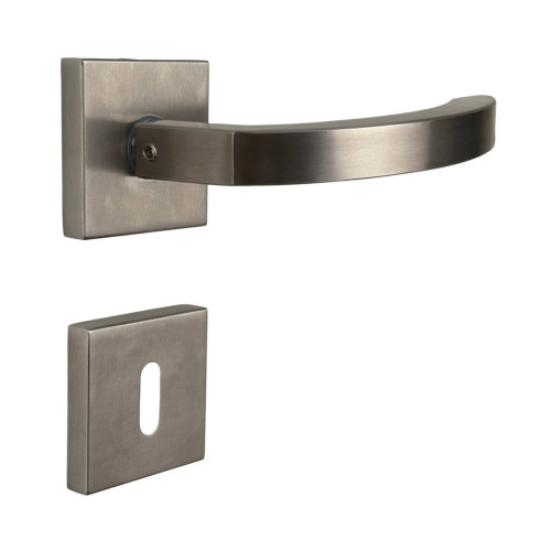 2 poignées de porte ORION, Rosace carrée, Contemporain, Inox 304 AISI mat