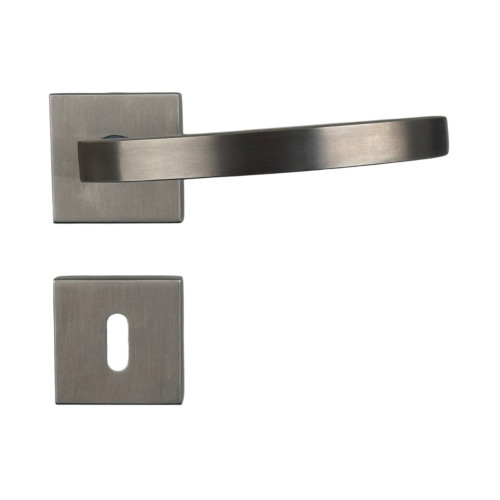 2 poignées de porte ORION, Rosace carrée, Contemporain, Inox 304 AISI mat