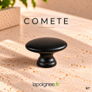 Bouton de meuble COMETE, Zamak noir satiné 38x23 mm | Contemporain