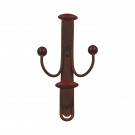 Porte-manteau mural MACAO, Plaque en fer rouille, 4 têtes en bois
