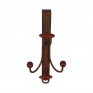 Porte-manteau mural MACAO, Plaque en fer rouille, 4 têtes en bois