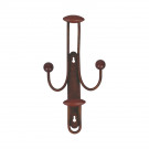Porte-manteau mural MACAO, Plaque en fer rouille, 4 têtes en bois